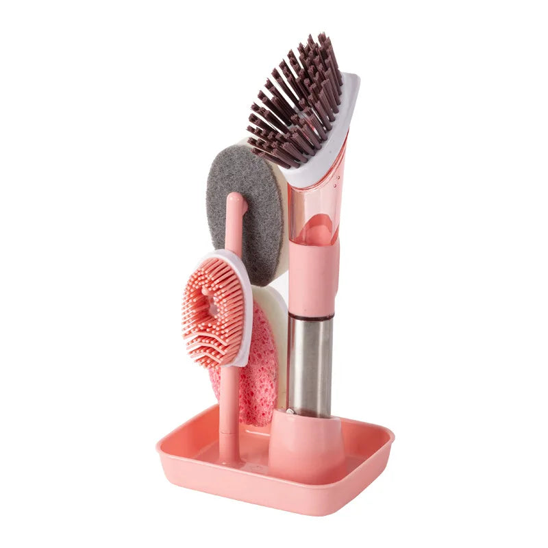 Stainless Steel Scrubber Brush with Soap Dispenser