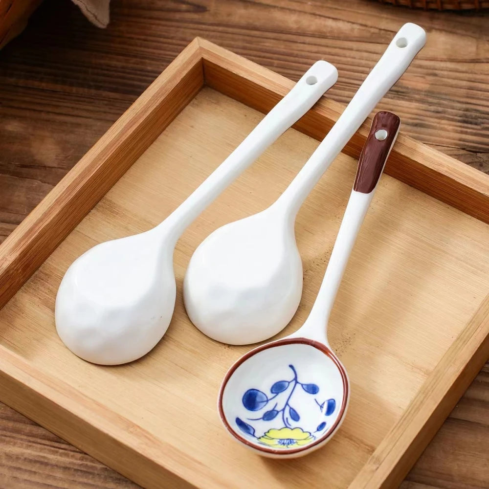 Ceramic Dessert Spoon Long Handle
