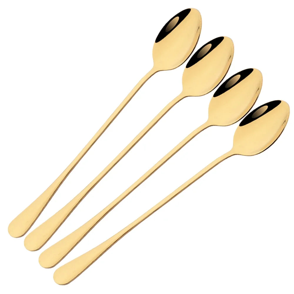 Stainless Steel Long Handle Dessert Spoon Set