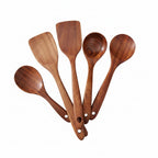 Wooden Cooking Utensil Set with Spatula, Spoon & Salad Fork