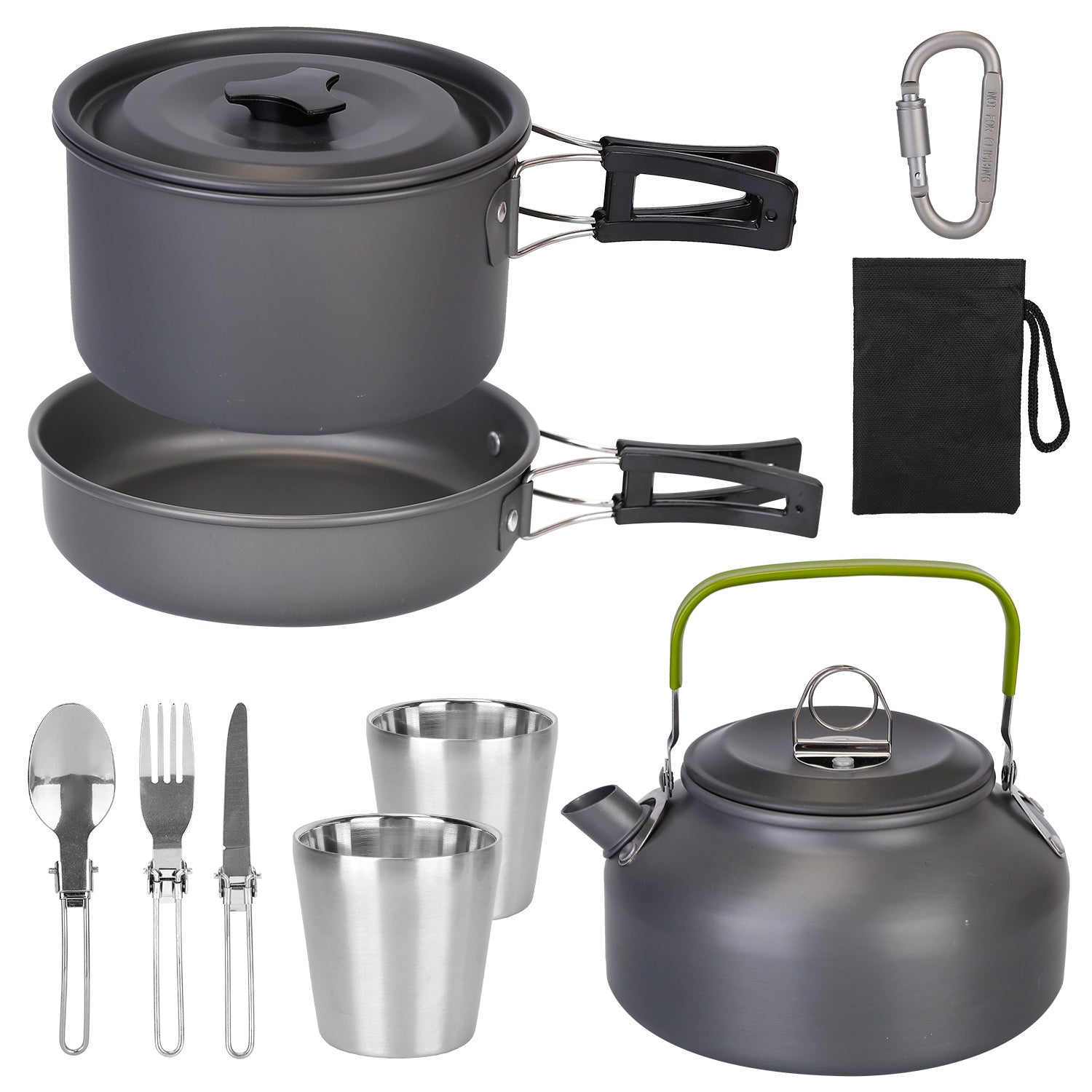 compact aluminum camping cookware set 