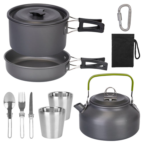 compact aluminum camping cookware set 