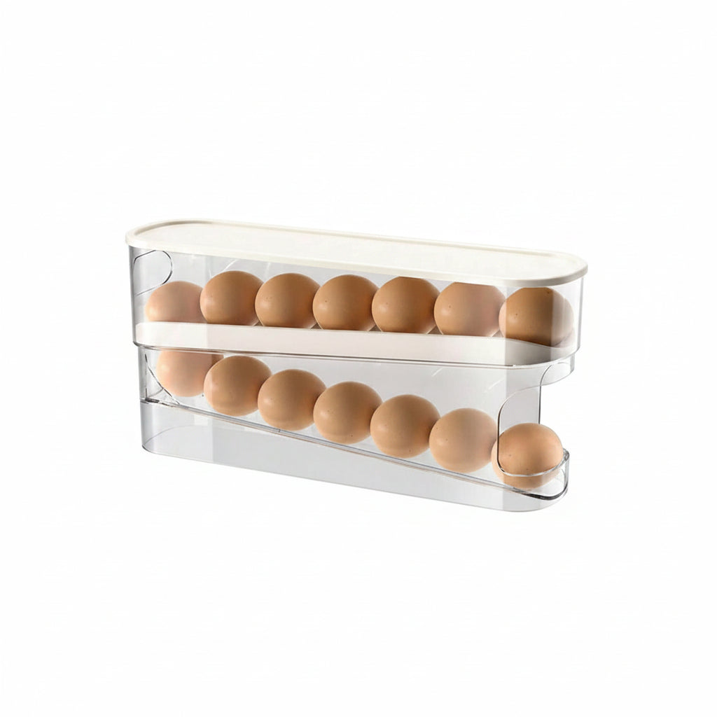 egg organizer storage box 2-tier white