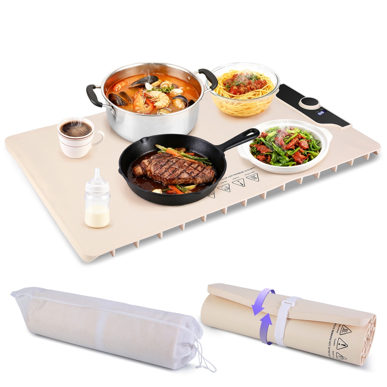 electric food warming mat beige