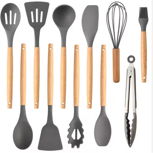 silicone cooking utensils set grey