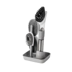 stainless steel scrubber brush with soap gray