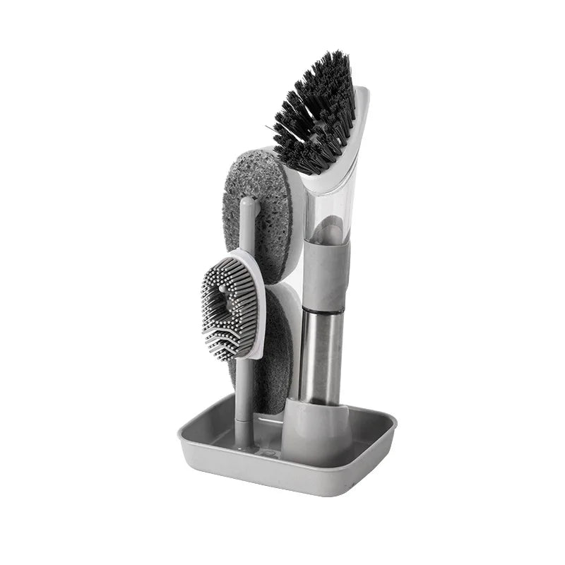 stainless steel scrubber brush with soap gray