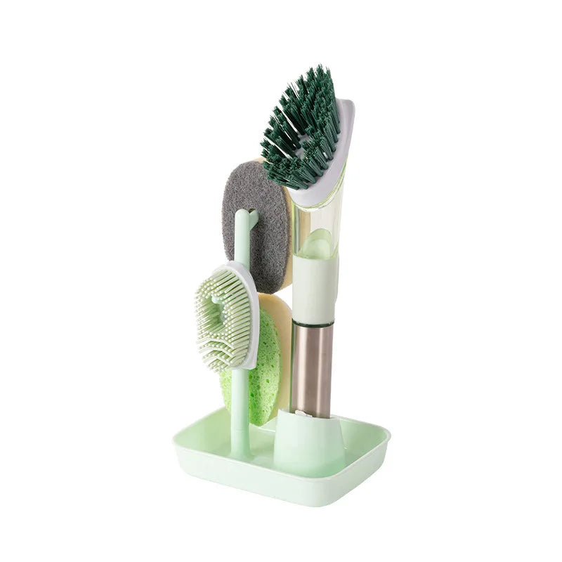 stainless steel scrubber brush with soap green